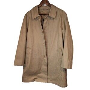 Nautica Men’s 40R Overcoat Khaki Trench Coat Removable Insert Button Closure